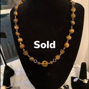 14k GF Tigers Eye 10mm, Yellow Jade, 12mm Set